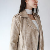 Leather jacket in beige