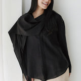 Scarf Collar Shirt- Black