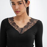 Lace V-Neck Long Sleeve Top