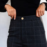Plaid formal Pants-Dark Gray