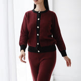 Sleek Comfort Knit Set- Burgundy