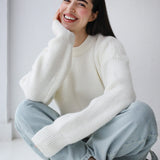 Soft Rib Knit Sweater- Off white