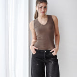 V-Neck Ribbed Tank