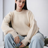 Soft Rib Knit Sweater- Beige