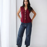 Vogue Sleek Vest-Burgundy