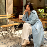 Sky Blue Denim Trench Coat