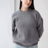 Soft Rib Knit Sweater- Gray