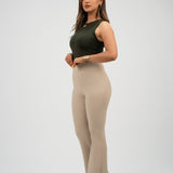 High-Waisted Flare pants-beige