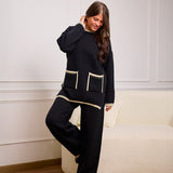 Knit Set with Front Pockets - Black