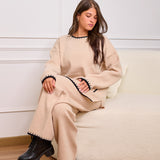 Knit Set with Front Pockets - Beige