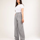 Linen wide-leg pants Gray