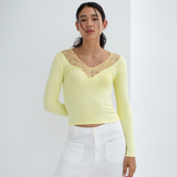 Lace V-Neck Long Sleeve Top