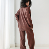 Open Cardigan Knit Set-Brown
