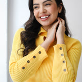 Grace Collar Knit top in yellow