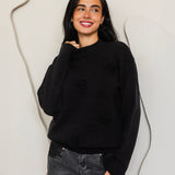 Bloomy Knit Sweater- Black