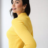 Grace Collar Knit top in yellow