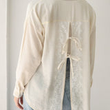 Open Back Lace Shirt- Beige