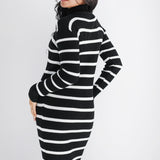 Striped knit dress - Black
