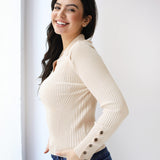 Grace Collar Knit top in beige
