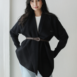 Wrap Cape Cardigan-Black