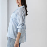 Open Back Lace Shirt- Baby blue