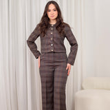 Plaid formal suit- Brown