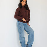 Bloomy Knit Sweater- Brown