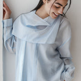 Scarf Collar Shirt- Baby Blue