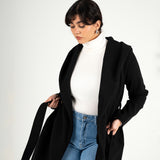 Wool Hooded coat-Black