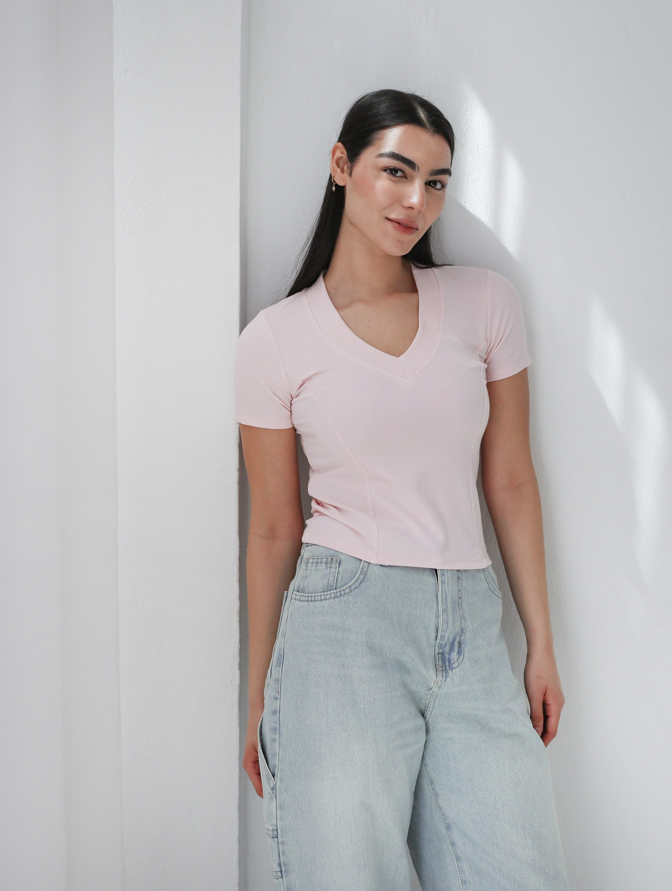 Short Sleeve V-Neck Top