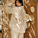 Oriental linen cardigan