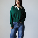 Collar Knit Sweater-Olive