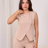 Sleeveless classic set-Beige