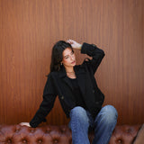 cropped trench coat - Black