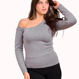 One shoulder basic top- Dark gray