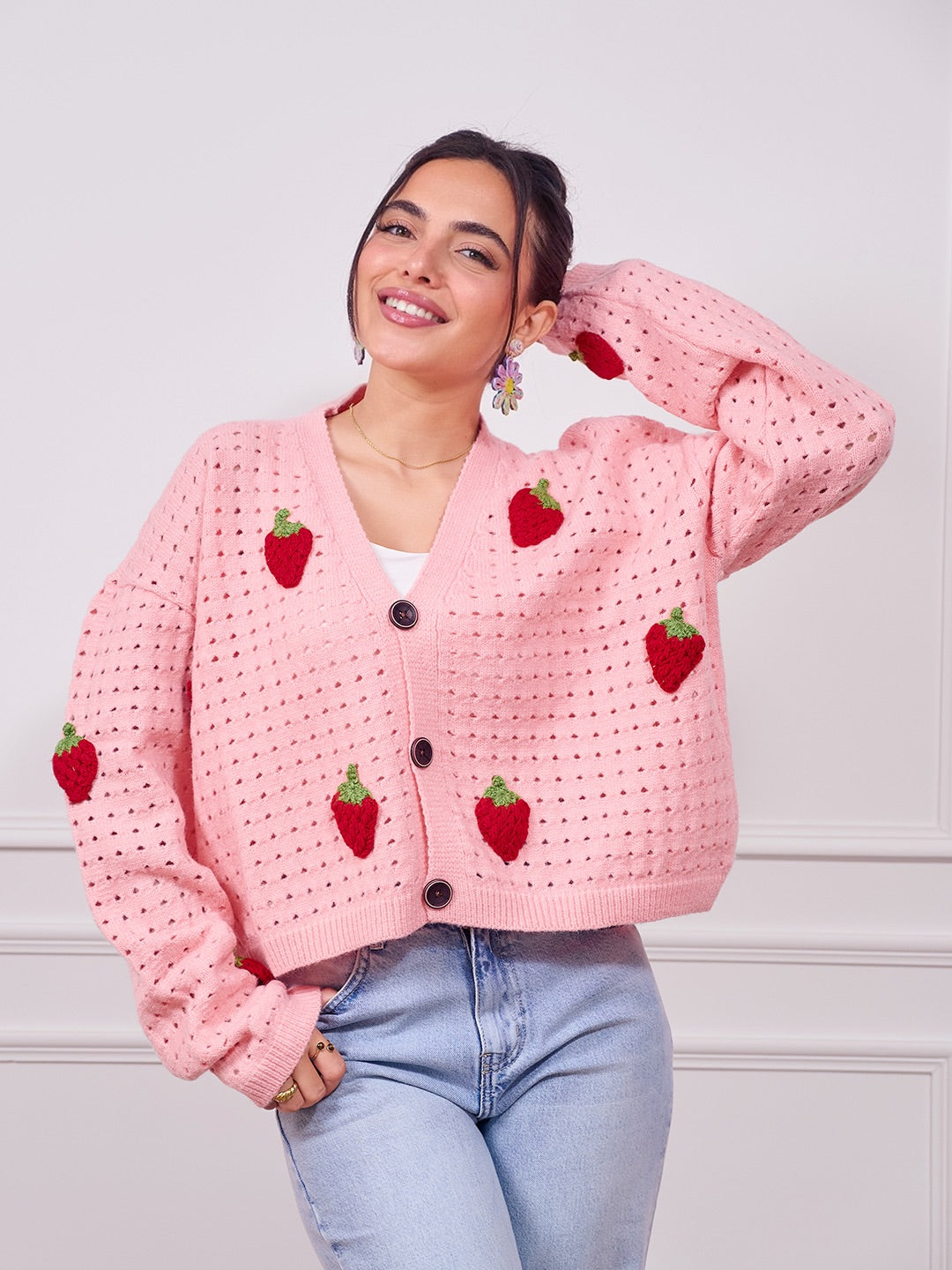 Cropped Strawberry Sweater