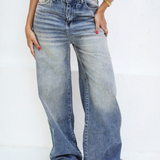 City Flow Wide leg jeans-mid blue