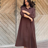 A-Line Shirt Dress - Brown