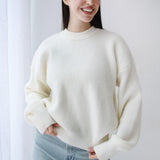 Soft Rib Knit Sweater- Off white