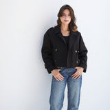 cropped trench coat - Black