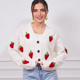 Cropped Strawberry Sweater-off white