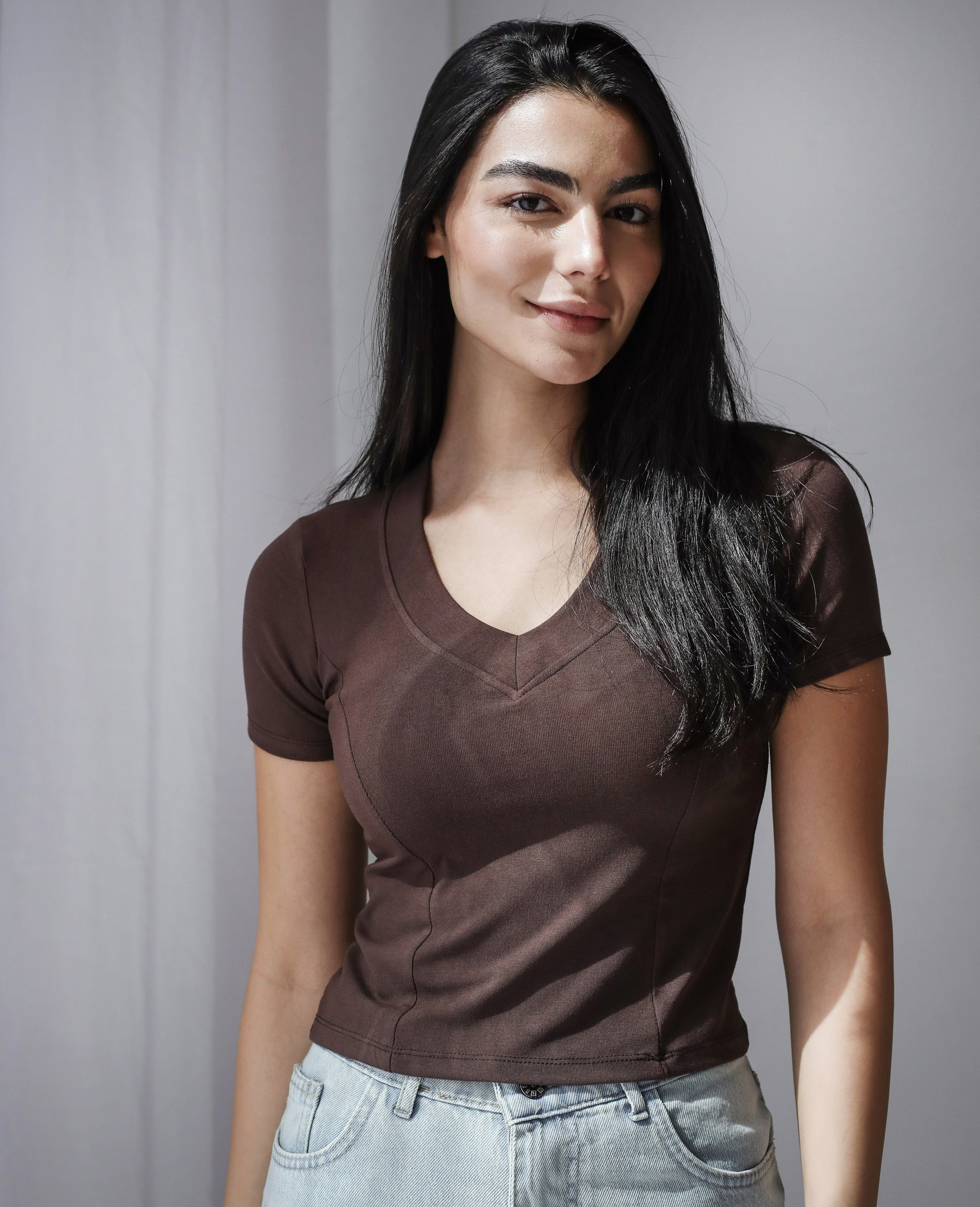 Short Sleeve V-Neck Top