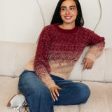 Warm Blend Sweater- Burgundy&Beige