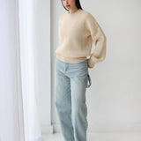 Soft Rib Knit Sweater- Beige