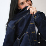 Essential Dark Blue Denim Jacke