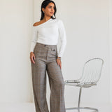 Plaid Wide-Leg Pants