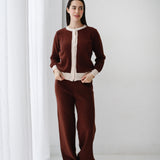 Sleek Comfort Knit Set- Brown