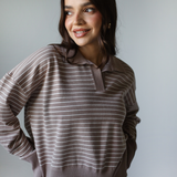 Striped Collar Knit Sweater-Cafe