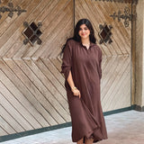 A-Line Shirt Dress - Brown