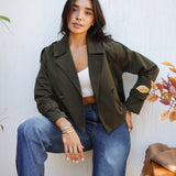 cropped trench coat - Olive